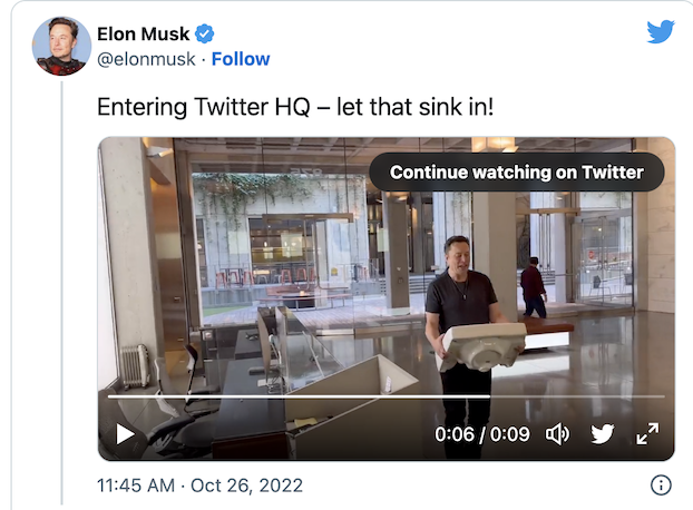 elon brings a sink into Twitter HQ